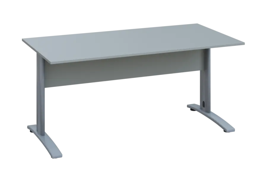 EPK 18 - 16 stůl kancelářský, kovová podnož stříbrná, deska 18 mm, široký 1600 mm, šedá